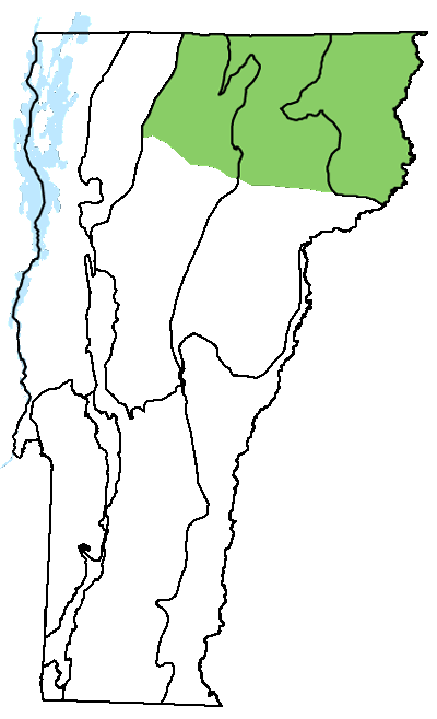 map of Vermont with locations of natural community