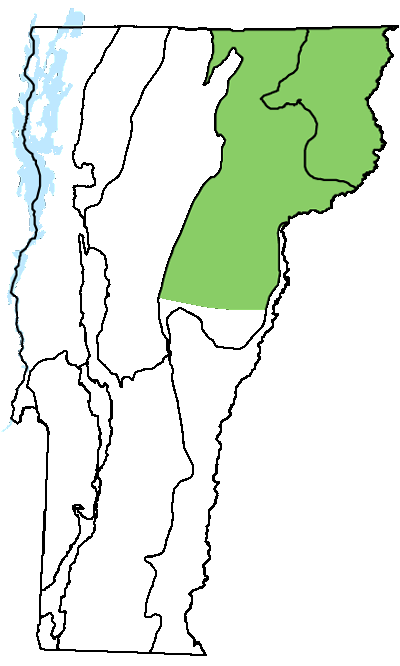 map of Vermont with locations of natural community