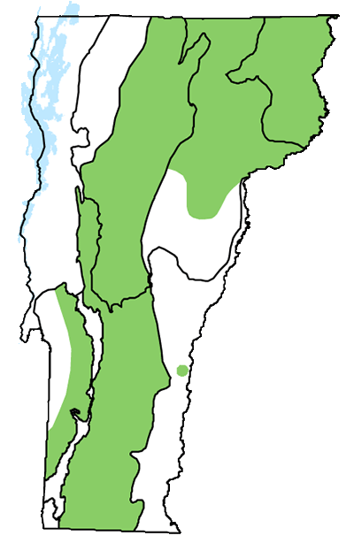 map of Vermont with locations of natural community