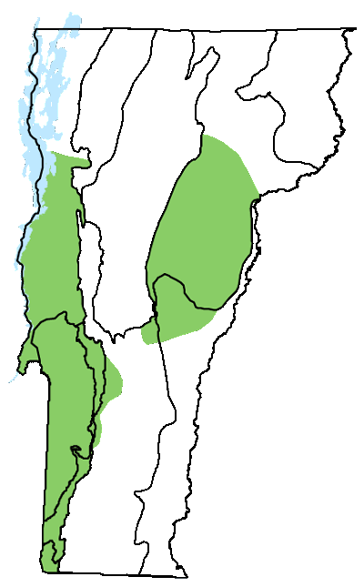 map of Vermont with locations of natural community