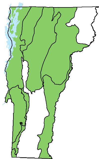 map of Vermont with locations of natural community