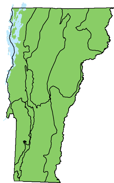 map of Vermont with locations of natural community