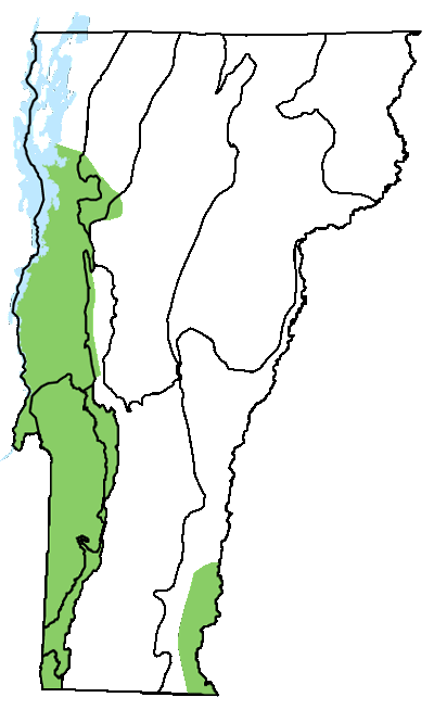 map of Vermont with locations of natural community