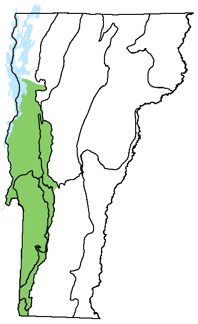 map of Vermont with locations of natural community