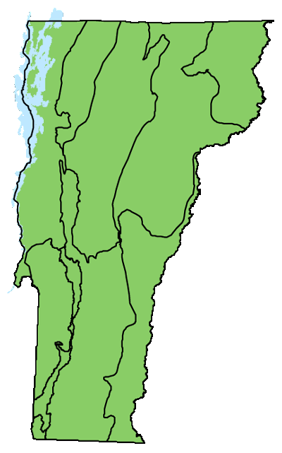 map of Vermont with locations of natural community