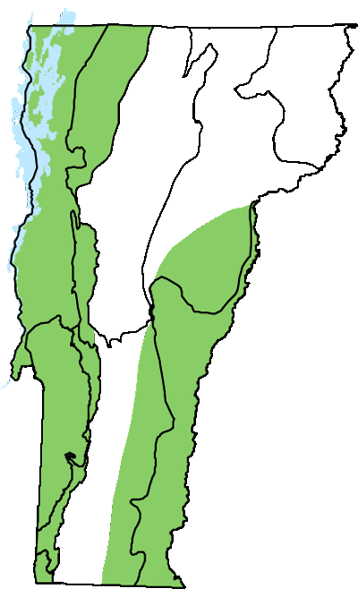 map of Vermont with locations of natural community
