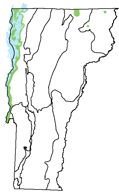map of Vermont with locations of natural community