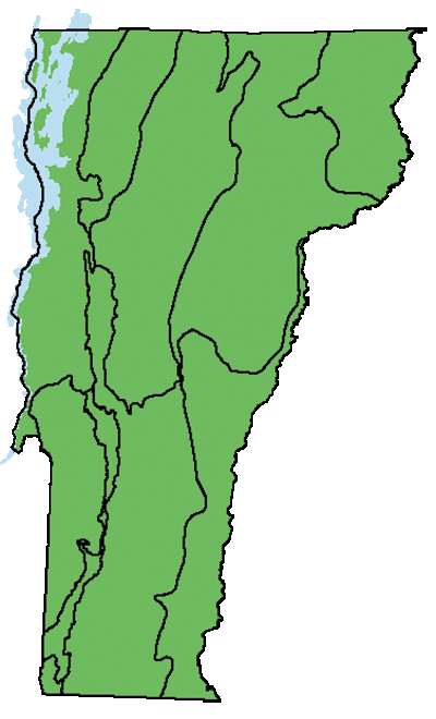 map of Vermont with locations of natural community