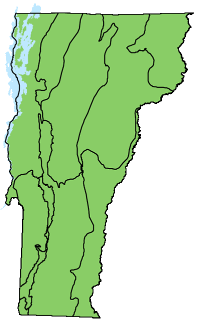 map of Vermont with locations of natural community