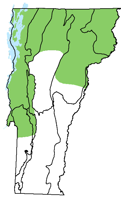 map of Vermont with locations of natural community