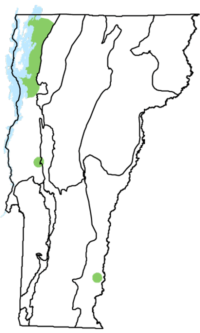 map of Vermont with locations of natural community