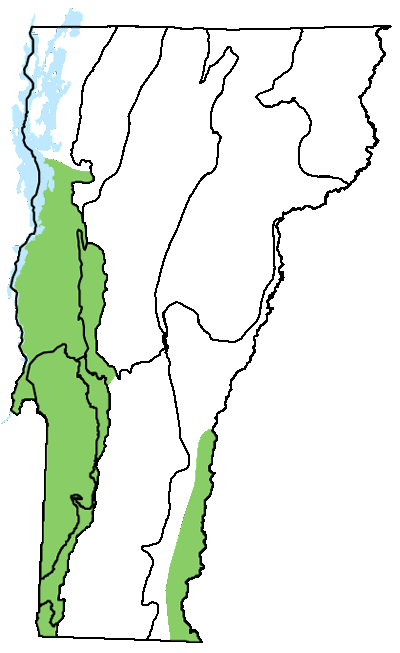 map of Vermont with locations of natural community