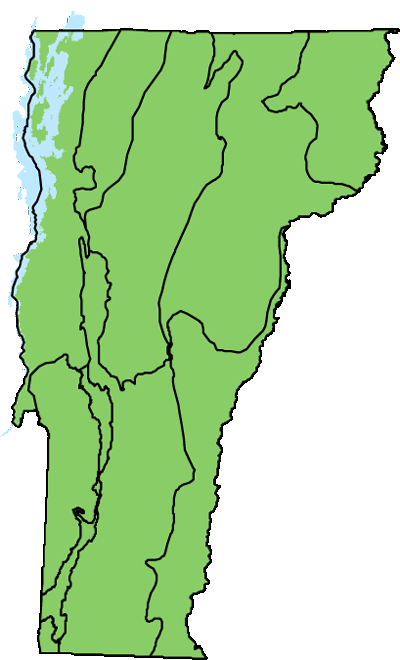 map of Vermont with locations of natural community