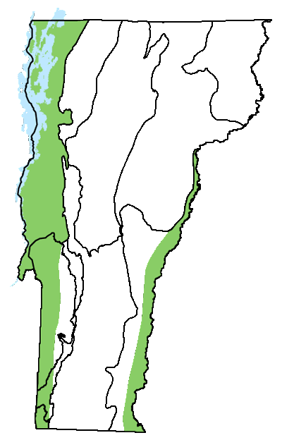map of Vermont with locations of natural community