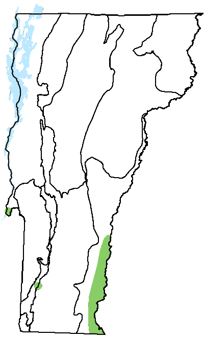 map of Vermont with locations of natural community