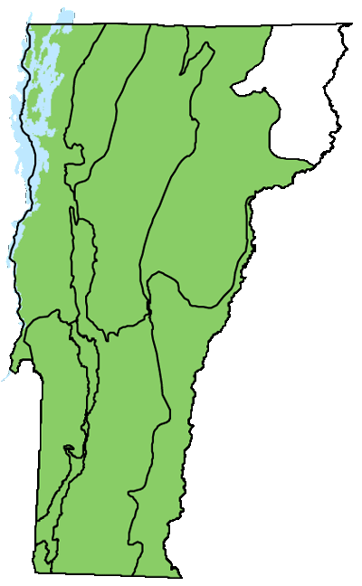 map of Vermont with locations of natural community