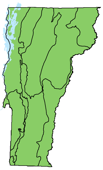 map of Vermont with locations of natural community