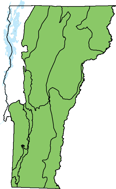 map of Vermont with locations of natural community