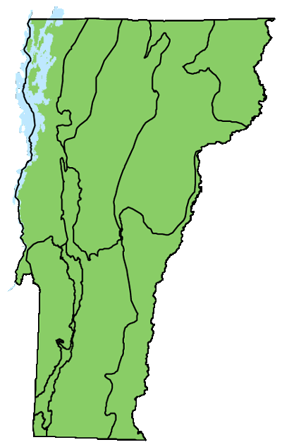map of Vermont with locations of natural community