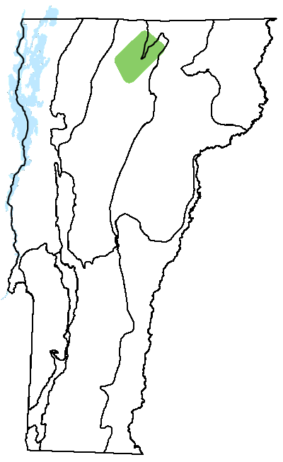 map of Vermont with locations of natural community