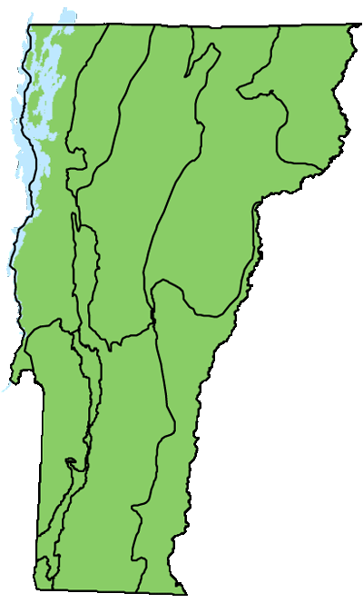 map of Vermont with locations of natural community
