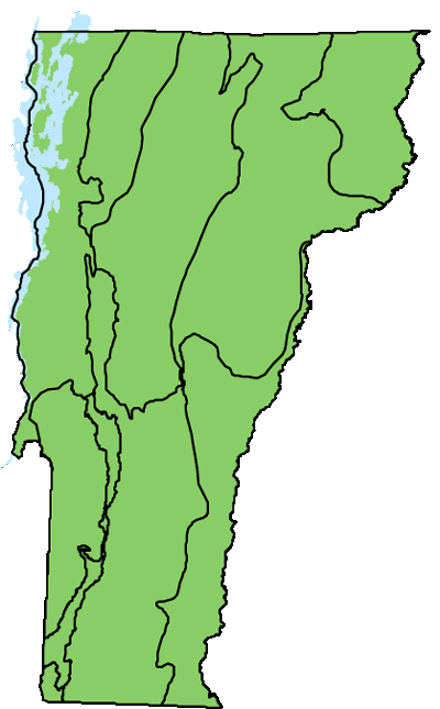 map of Vermont with locations of natural community