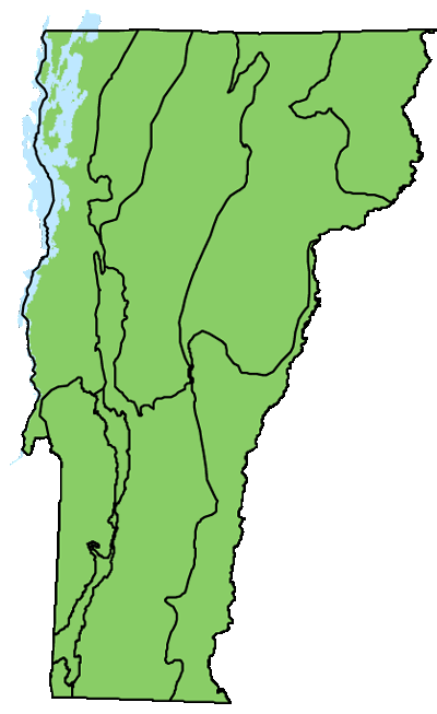 map of Vermont with locations of natural community