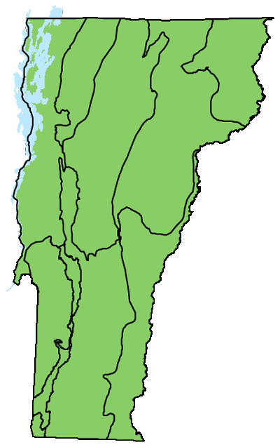 map of Vermont with locations of natural community
