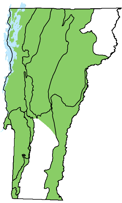 map of Vermont with locations of natural community