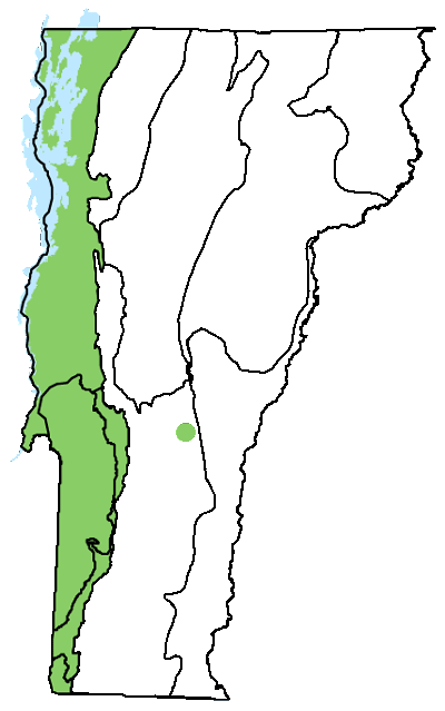 map of Vermont with locations of natural community