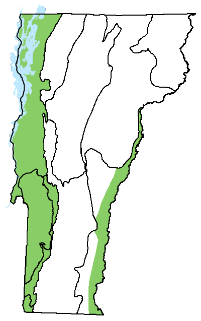map of Vermont with locations of natural community