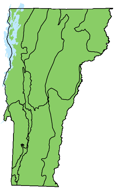 map of Vermont with locations of natural community