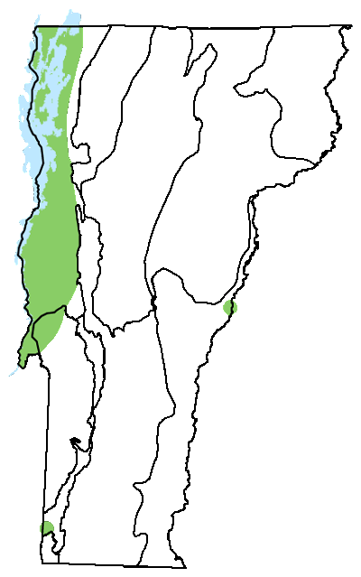 map of Vermont with locations of natural community
