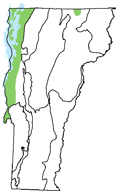 map of Vermont with locations of natural community