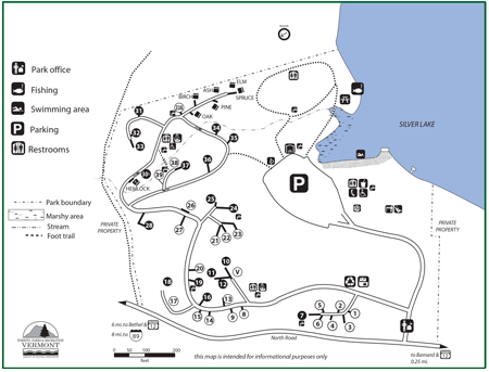 click for larger view of Silver Lake State Park map