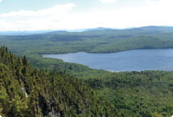 landscape view of mountains and lake