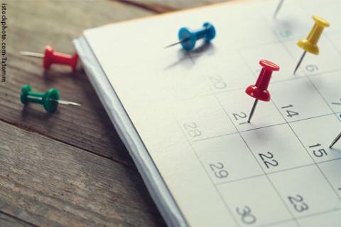 calendar with push pins